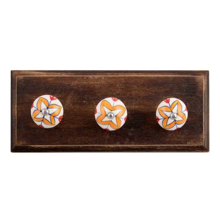 Amaryllis Mustard Flower Ceramic Wooden Hooks